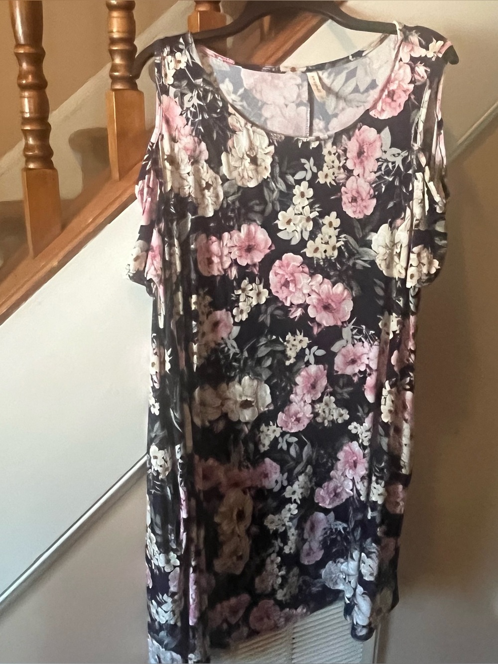 Emerald Floral Open Shoulder Dress Plus Size